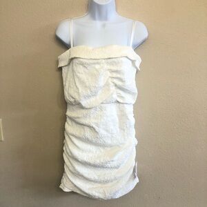 ASOS DESIGN strappy textured mini dress with ruched toggle detail Size 6